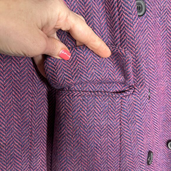 Vtg Jill Stuart Herringbone Wool Coat Womens Size XS Mad Men Retro MCM Timeless - Picture 4 of 8